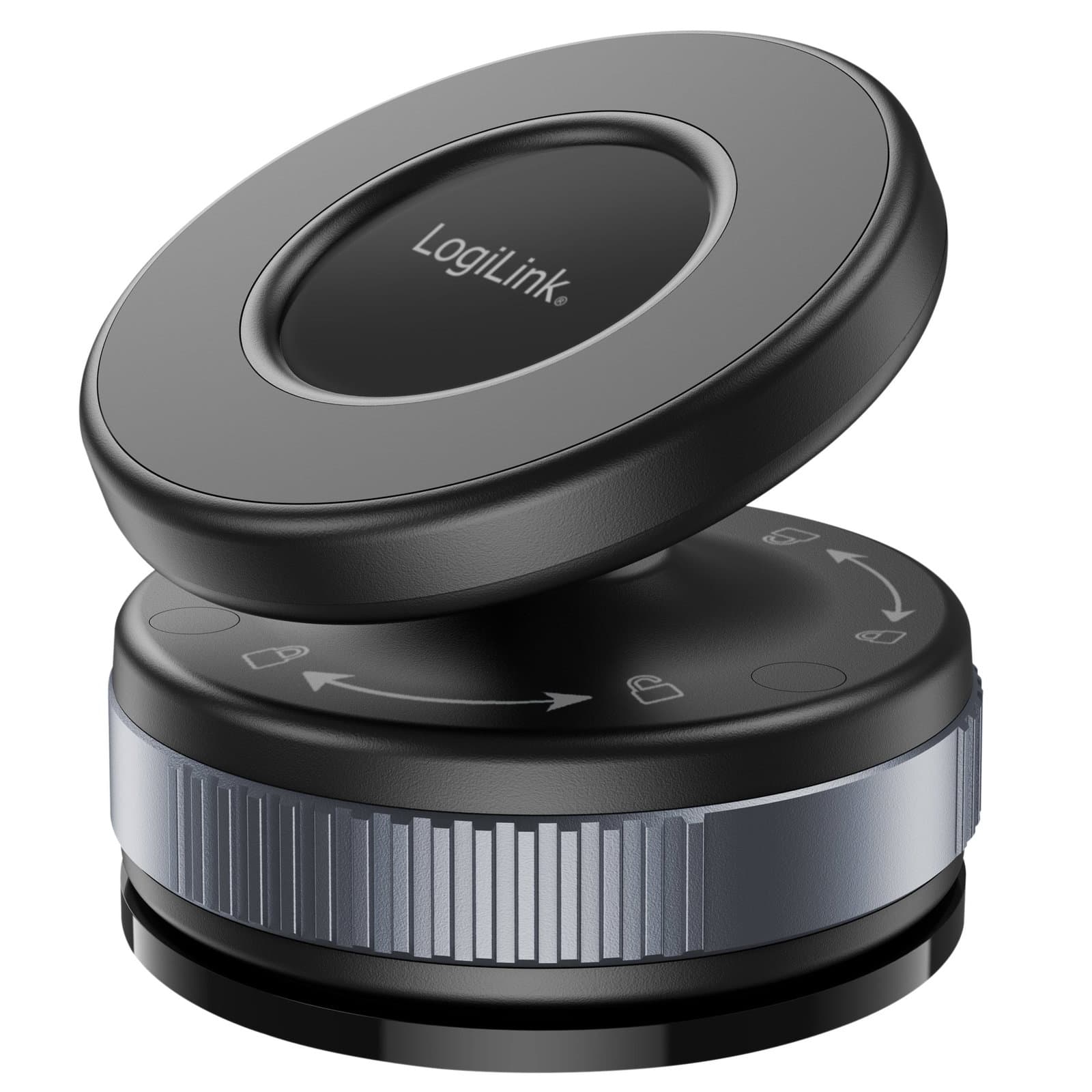 Supporto Magnetico per Smartphone con Chiusura a Rotazione e Ventosa, Nero/Bronzo - Logilink I-SMART-VENT97