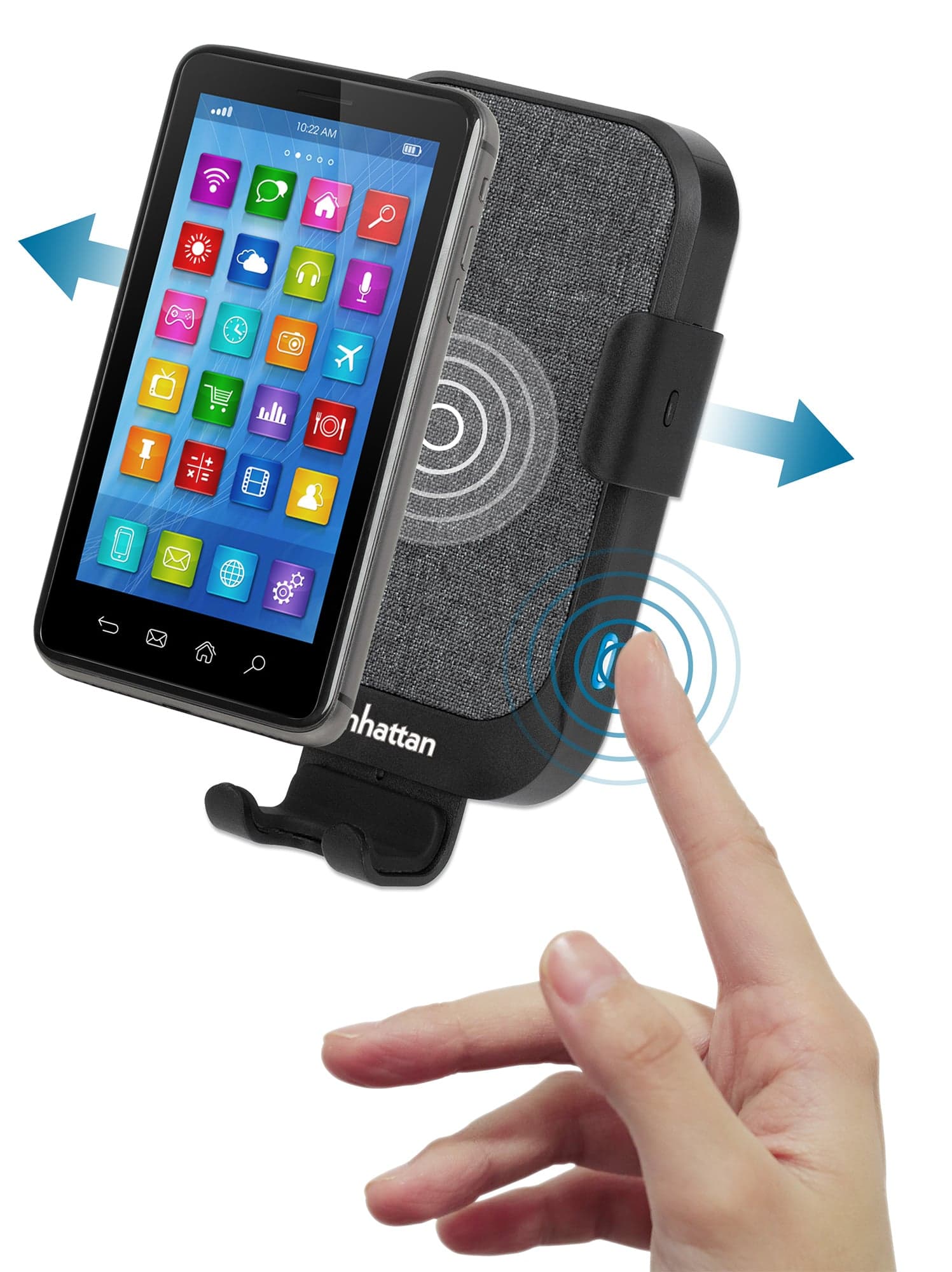 Caricatore Rapido da Auto Wireless 10W Doppio Aggancio e Sensore Touch - Manhattan I-SMART-WRL10C