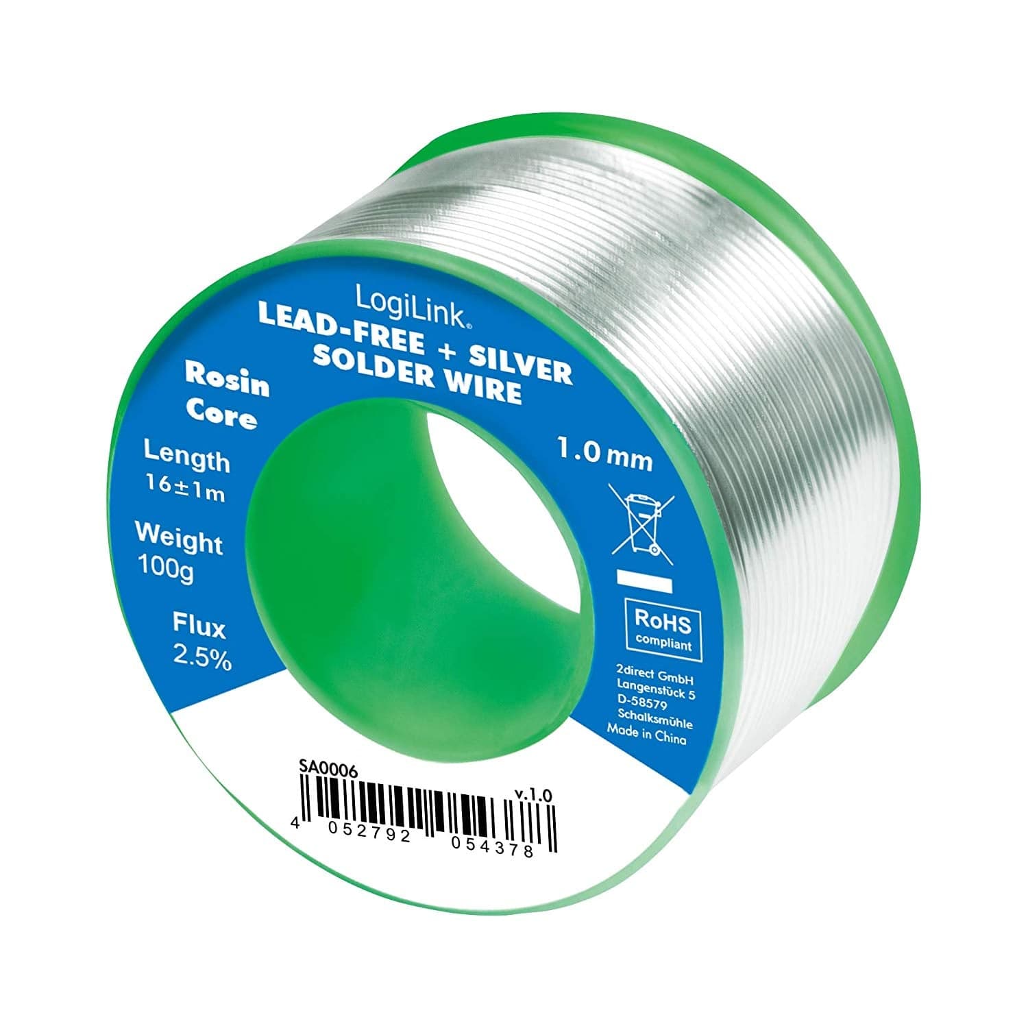 Stagno in Rotolo per Saldatura Senza Piombo Argento 0,3% ø 1 mm 100g - Logilink I-ST-1001LFS