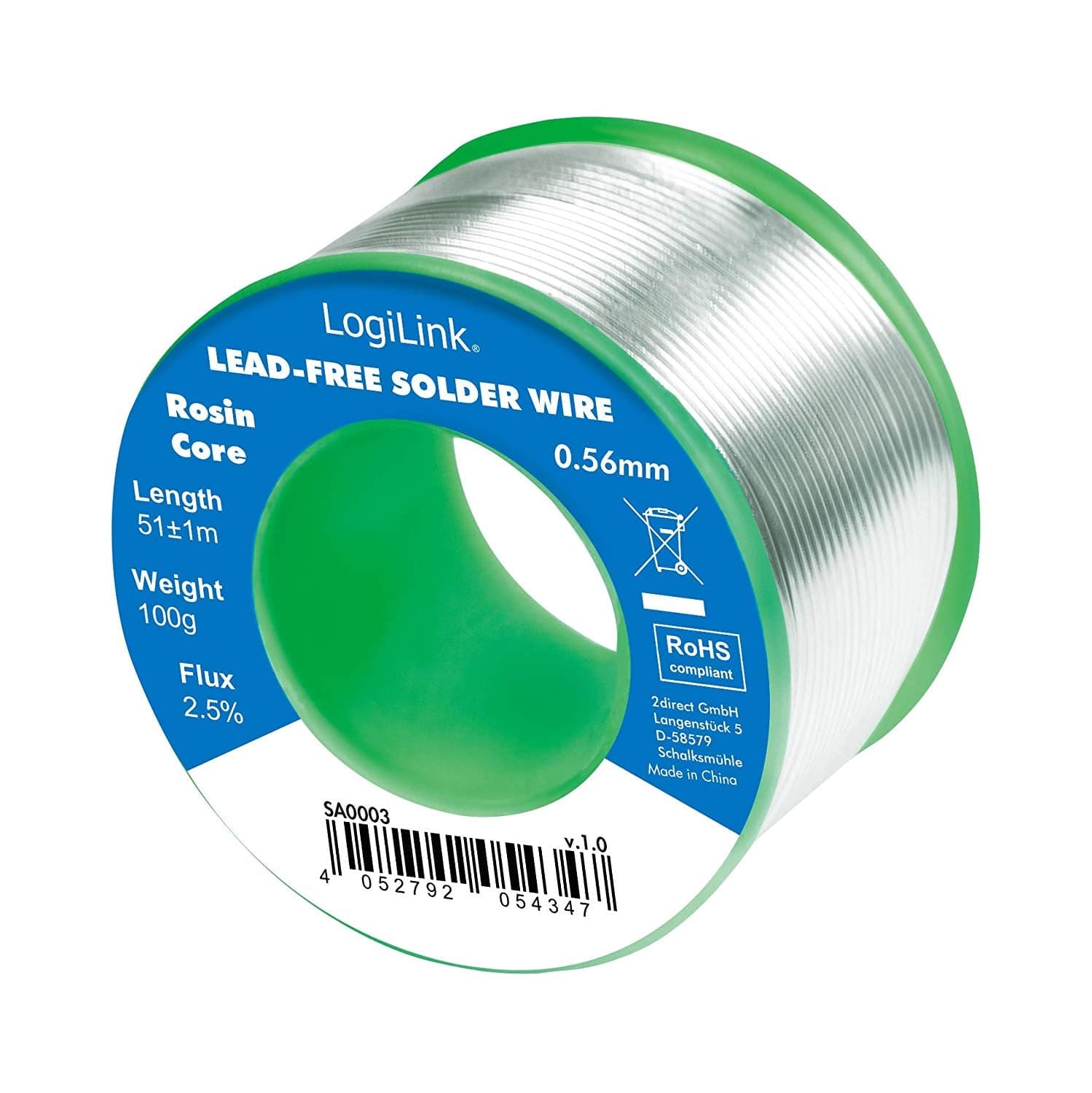 Stagno in Rotolo per Saldatura Senza Piombo 0,56mm 100g - Logilink I-ST-10056LF