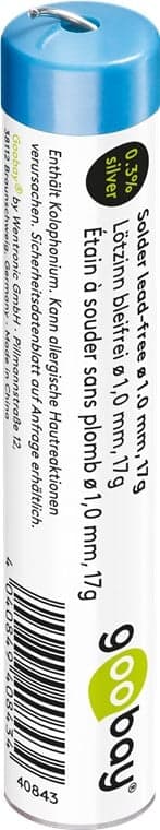 Stagno in Rotolo per Saldatura diam. 1.0 mm, 17gr - Goobay I-ST-40843