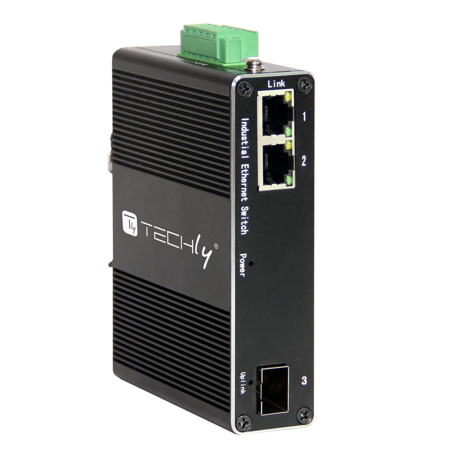 Convertitore Ethernet industriale Gigabit 2 porte RJ45 a 1 porta SFP non gestito - Techly Professional I-SWHUB 1021G