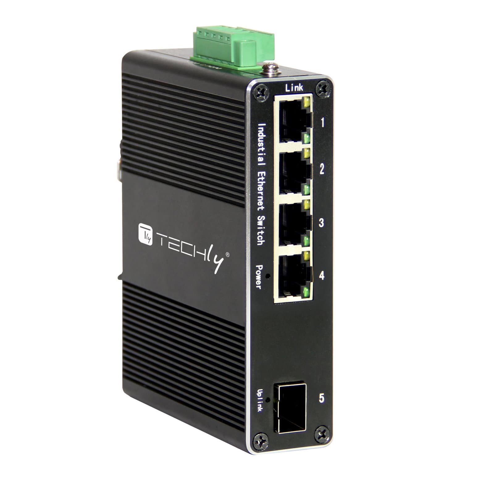 Convertitore Ethernet industriale Gigabit 4 porte RJ45 a 1 porta SFP non gestito - Techly Professional I-SWHUB 1041G