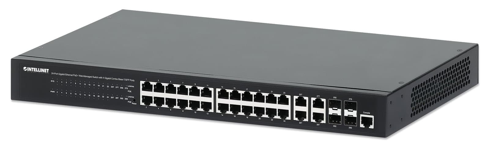 Switch 24p Gigabit Ethernet PoE+ con 4p Combo Base-T/SFP - Intellinet I-SWHUB 24GP44