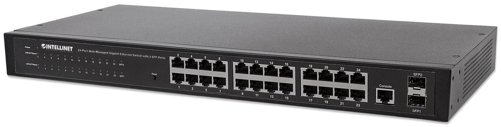 Switch 24 porte Web-Managed Gigabit Ethernet con 2 porte SFP - Intellinet I-SWHUB GBE-24D
