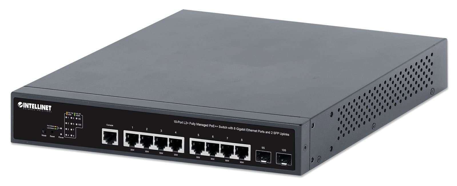 Switch PoE++ 10 porte L2 Fully Managed 8x Gigabit 2x SFP - Intellinet I-SWHUB POE-003