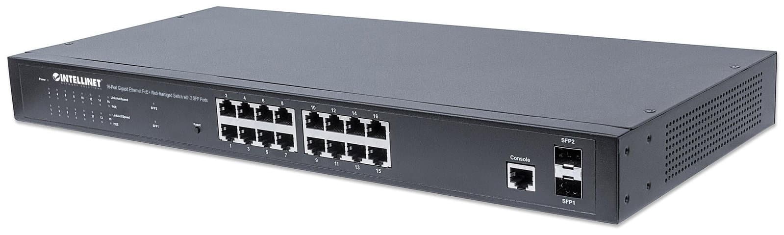 Switch Gigabit Ethernet 16 Porte PoE+ Web Managed con 2 Porte SFP - Intellinet I-SWHUB POE-341