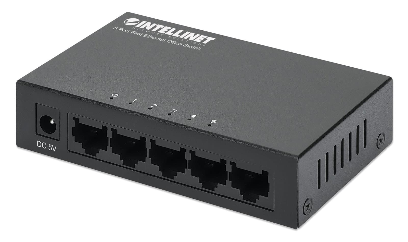 Switch Hub Ethernet 10/100Mbps 5 Porte Desktop in Metallo - Intellinet I-SWHUB-050ME