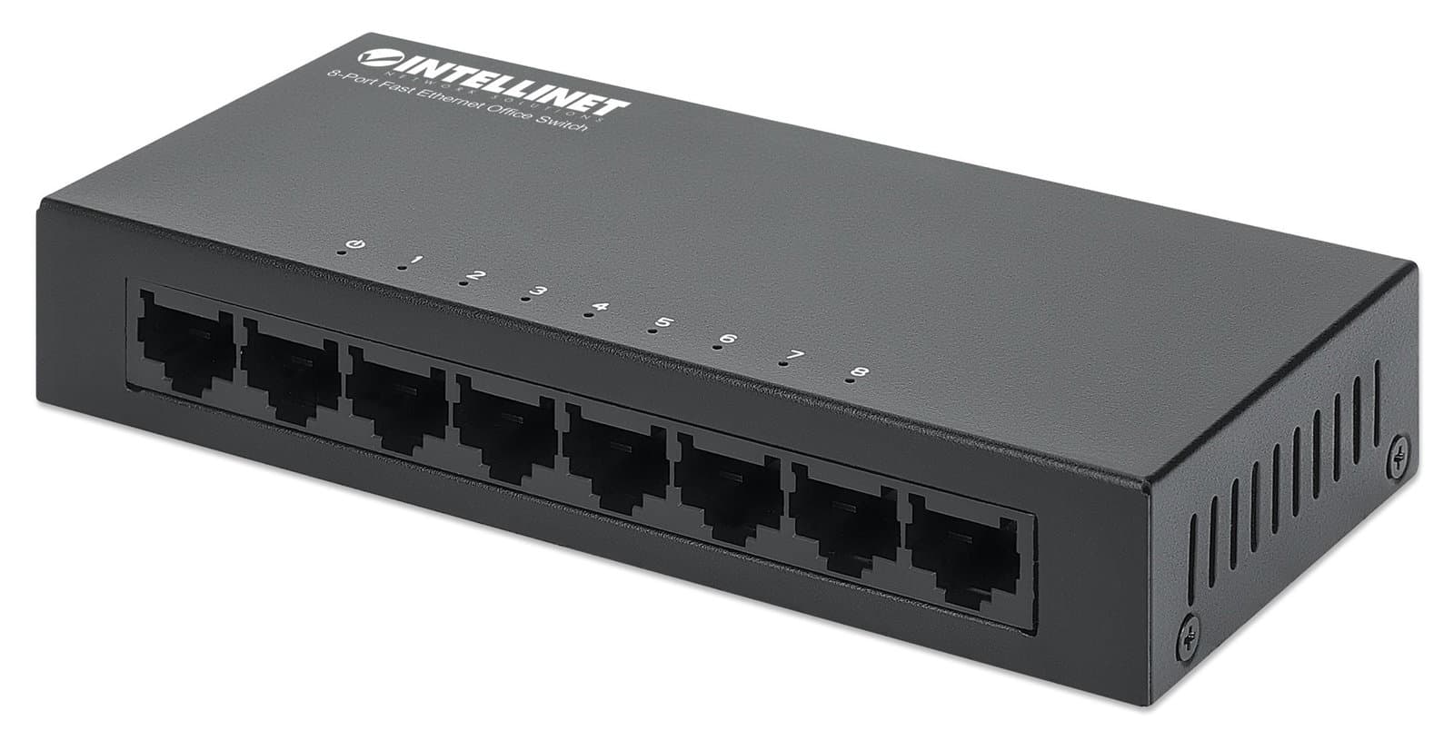 Switch Hub Ethernet 10/100Mbps 8 Porte Desktop in Metallo - Intellinet I-SWHUB-080ME