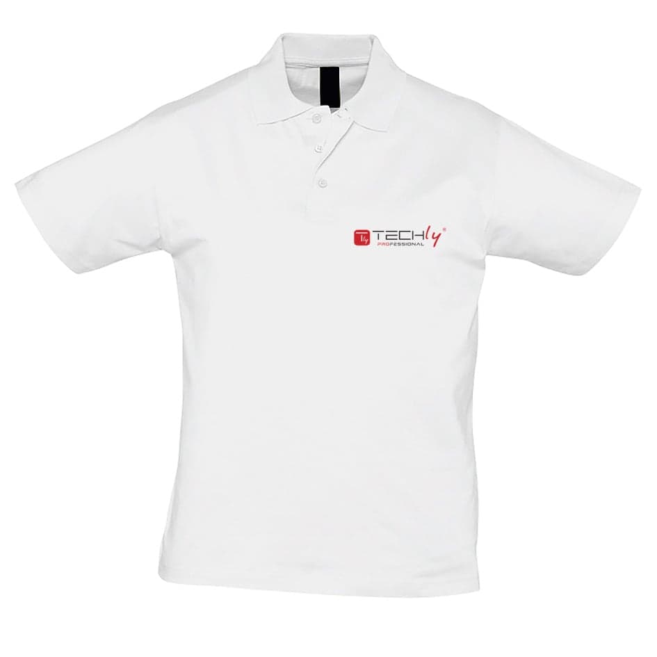 Polo da Uomo Bianca Maniche Corte Taglia L - Techly I-TLY-POLWL