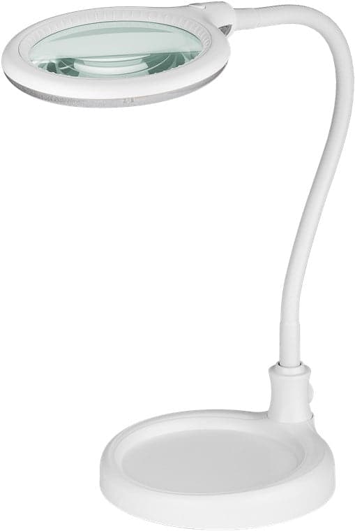 Lampada LED con lente d'ingrandimento base di appoggio e clip da tavolo 6W Bianco - Goobay I-TOOL-SD-359