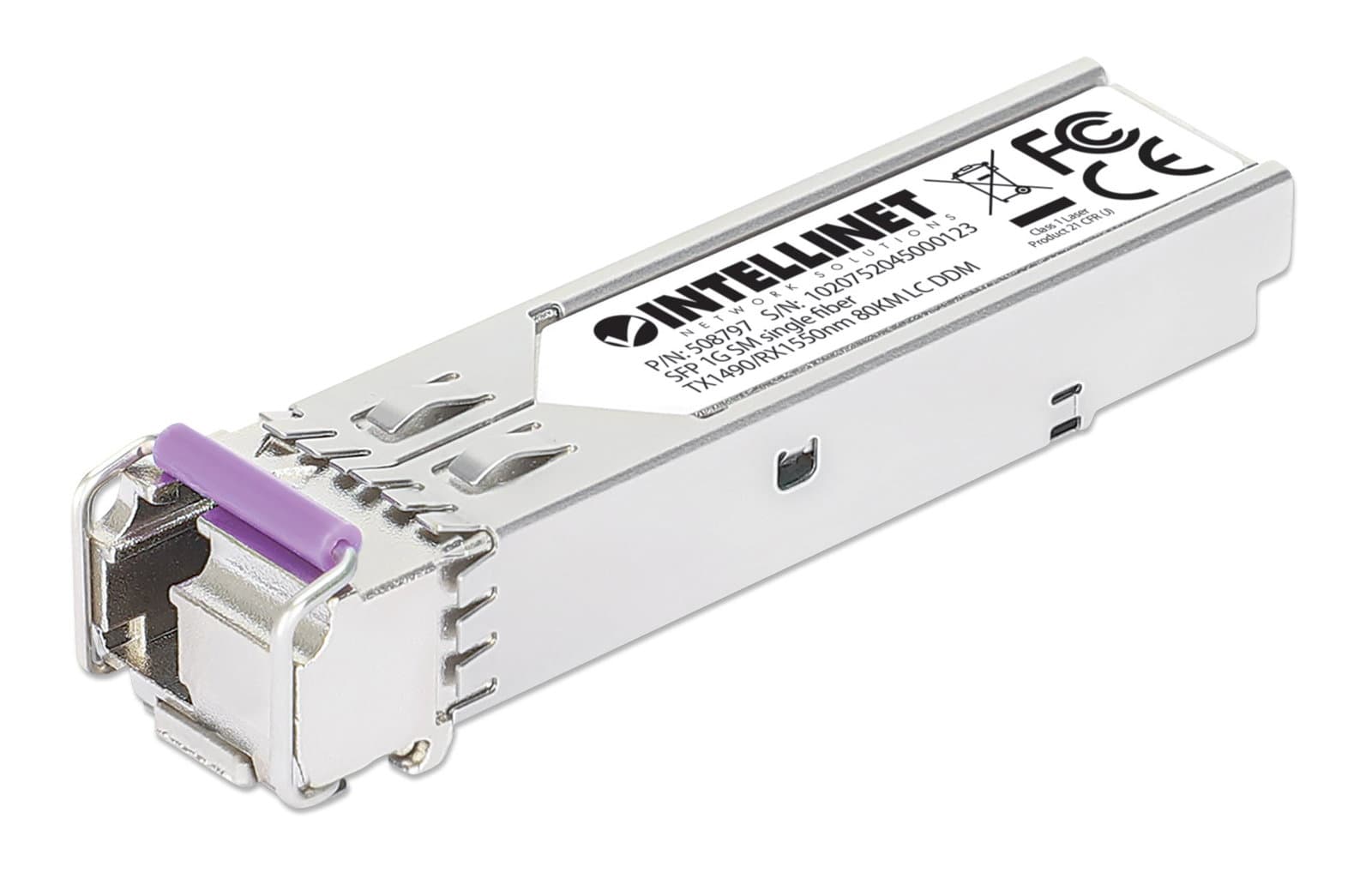 Transceiver SFP Fibra Ottica Monomodale LC 1000Base-BX Bidirezionale WDM - Intellinet I-TX-MGBIC-WDM80A