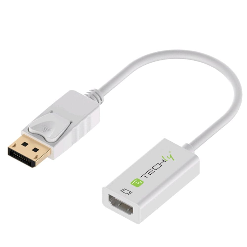 Adattatore Attivo DisplayPort 1.2 Maschio HDMI Femmina 4K 30Hz 15cm Bianco - Techly IADAP DP-HDMIF2