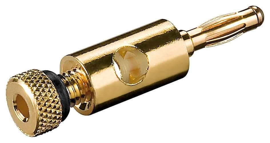 Plug Banana con Connessione a Vite Placcato Oro, Nero - Goobay IADAP GOLD-B