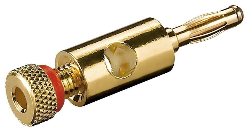 Plug Banana con Connessione a Vite Placcato Oro, Rosso - Goobay IADAP GOLD-R
