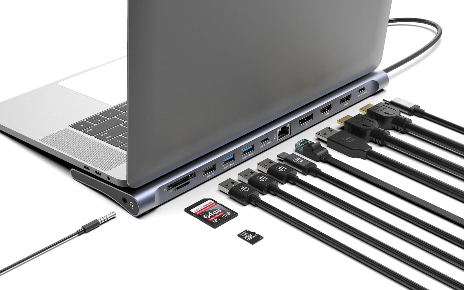 Docking Station USB-C 12-in-1 4K Triplo Monitor MST - Manhattan IADAP USB31-MULTI6