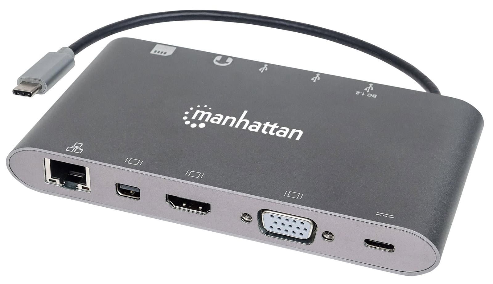 Docking Station USB-C 7 in 1 HDMI Mini DP VGA Ethernet - Manhattan IADAP USB31-MULTIMH