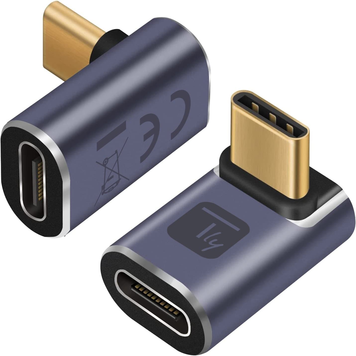 Adattatore USB-C Maschio/Femmina Angolato 90° 40Gbps 4K e 8K - Techly IADAP USB4C-40G