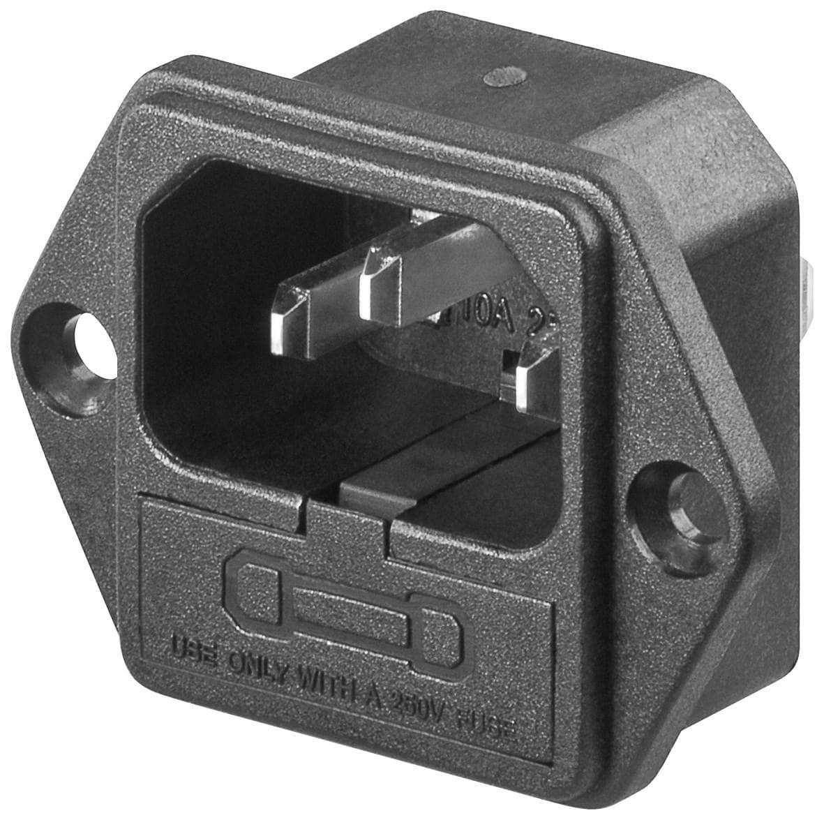 Connettore VDE da Pannello con Viti Maschio con Alloggio Fusibile - Goobay IADAP VDE-PAN-M
