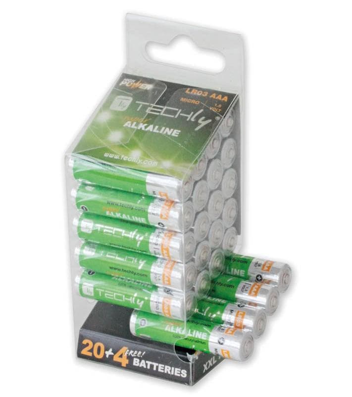 Multipack 24 Batterie High Power Mini Stilo AAA Alcaline LR03 1,5V - Techly IBT-KAL-LR03-B24T