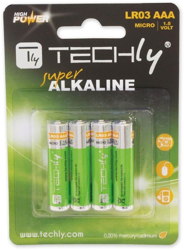 Blister 4 Batterie High Power Mini Stilo AAA Alcaline LR03 1.5V - Techly IBT-KAL-LR03T