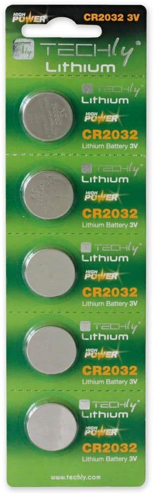 Batteria a bottone litio CR2032 3V (set 5 pz) - Techly IBT-KCR2032