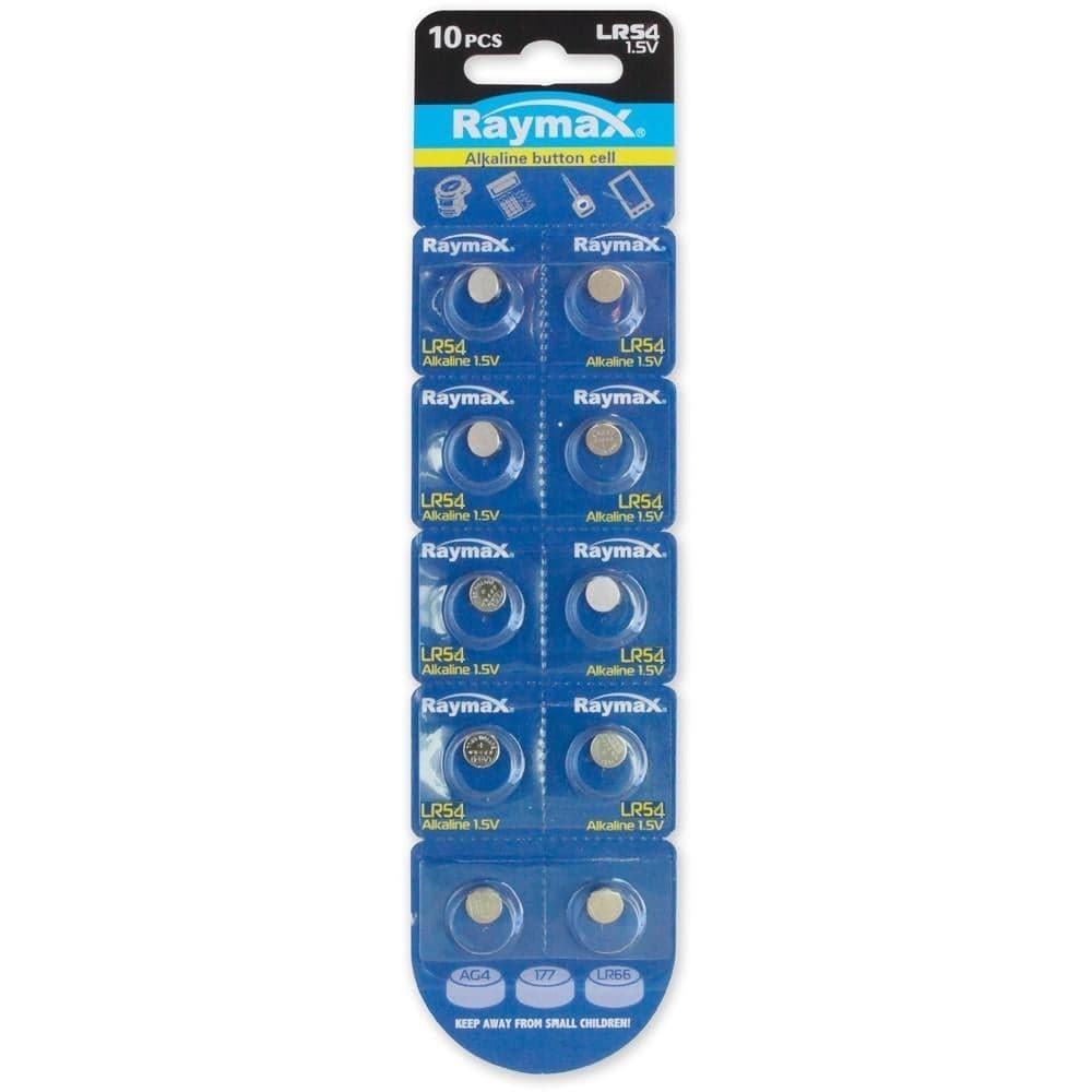 Batterie a bottone alcalina LR54 LR1130 189 AG10 (set 10 pz) - Raymax Batteries IBT-KLR54