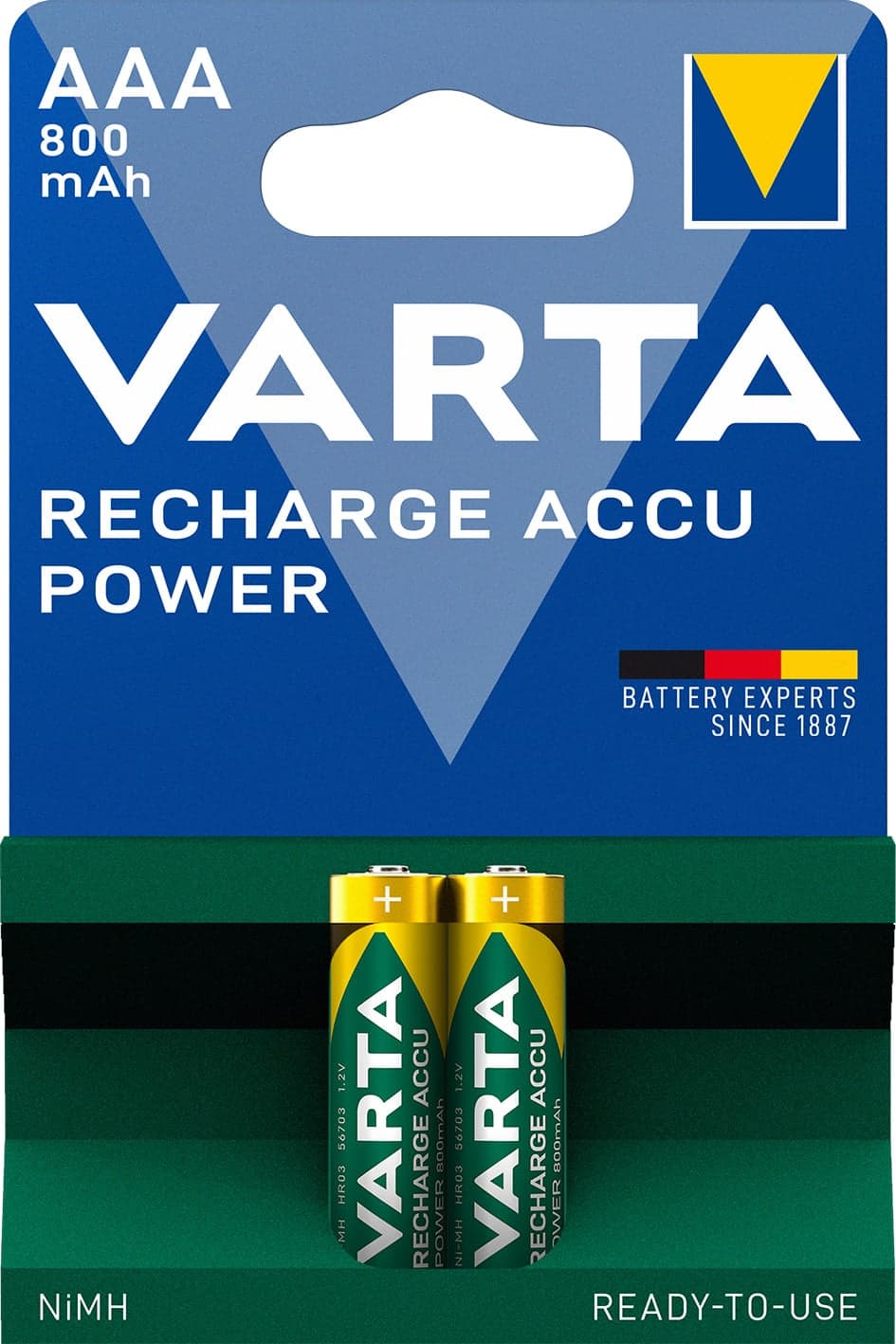 Blister 2 Batterie Ricaricabili Mini Stilo AAA 800 mAh - Varta IBT-KVR-LR03-28
