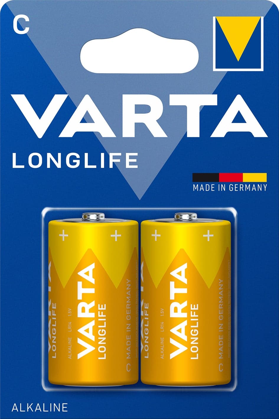 Blister 2 Batterie 1.5V Longlife Alcalina C Mezza Torcia - Varta IBT-KVT-CL2