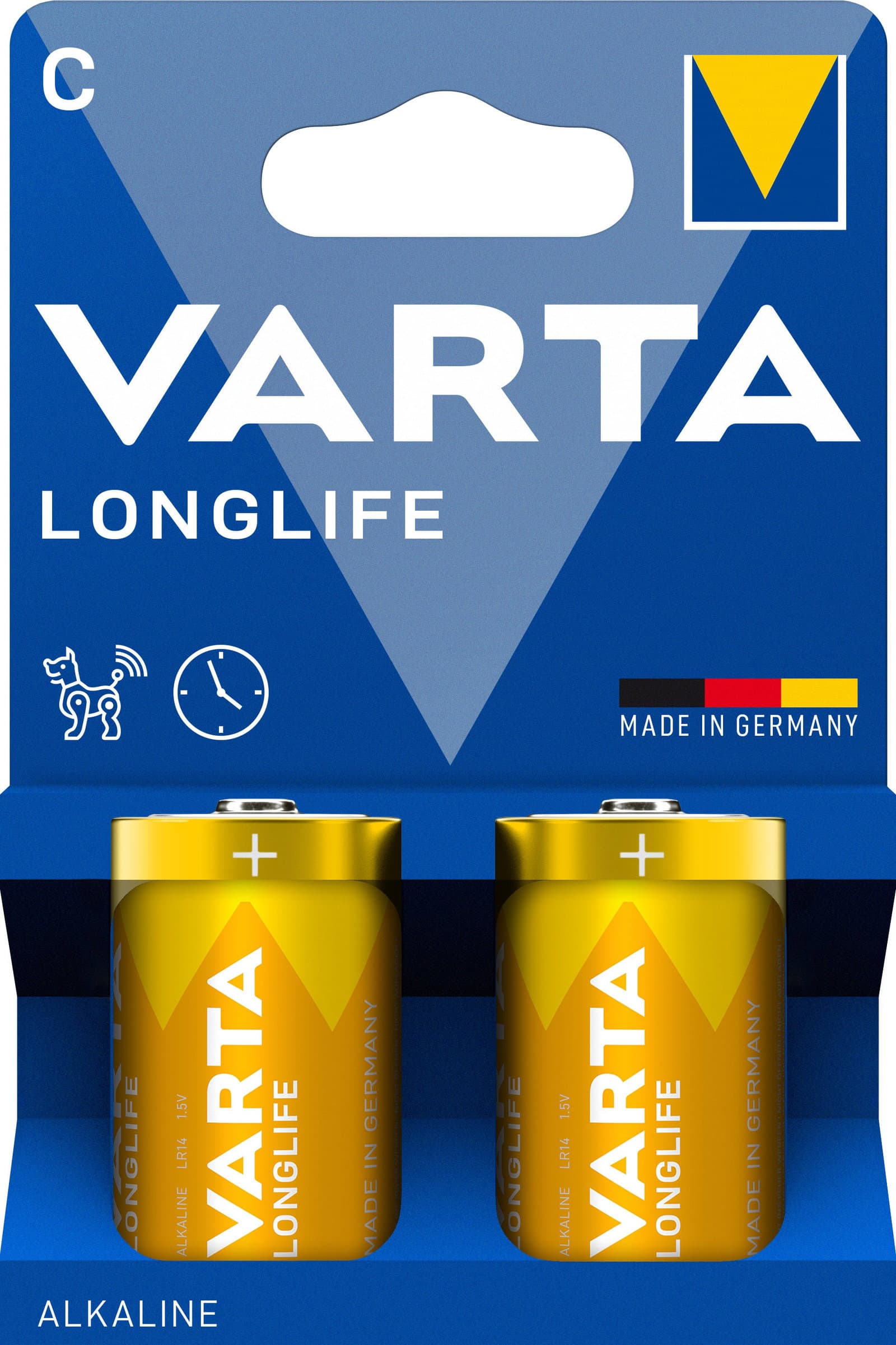 Blister 2 Batterie 1.5V Longlife Alcalina C Mezza Torcia - Varta IBT-KVT-CL2P