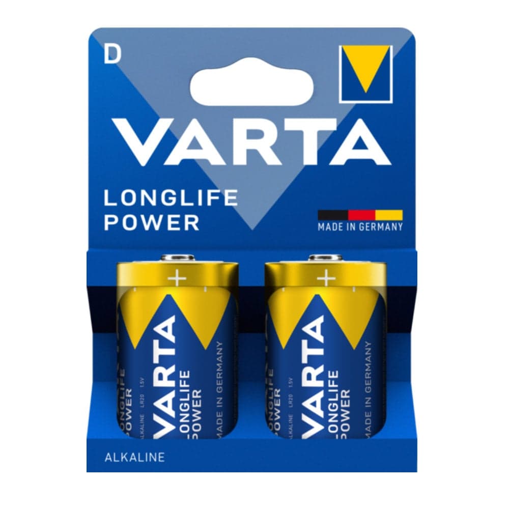 Blister 2 Batterie 1.5V Longlife Power Alcalina D Torcia - Varta IBT-KVT-DLLP2P