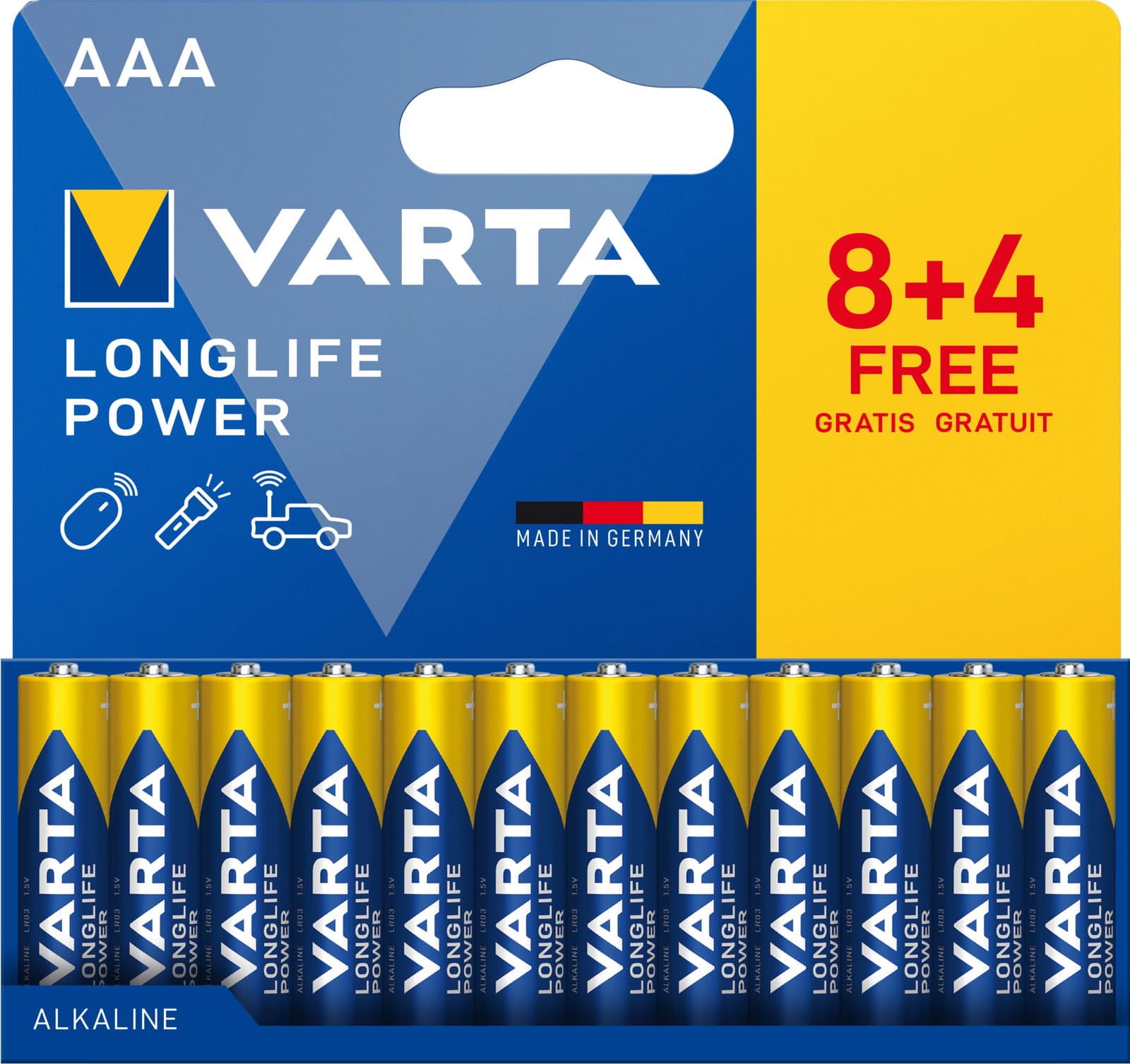 Confezione 12 Batterie Varta Longlife Power Ministilo AAA - VARTA IBT-KVT-LR03LLP12P