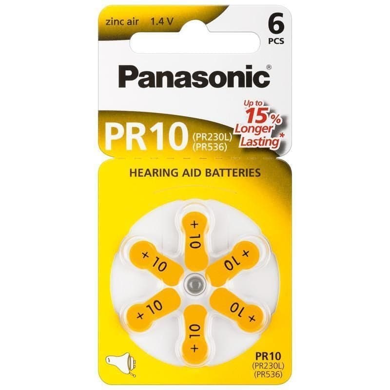 Batterie a Bottone per Protesi Acustiche PR10 PR230L PR536, 6pz - Panasonic IBT-PAC-V10