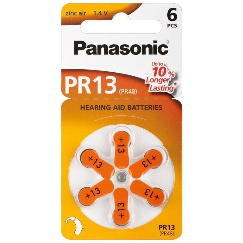 Batterie a Bottone per Protesi Acustiche PR13 PR48, 6pz - Panasonic IBT-PAC-V13