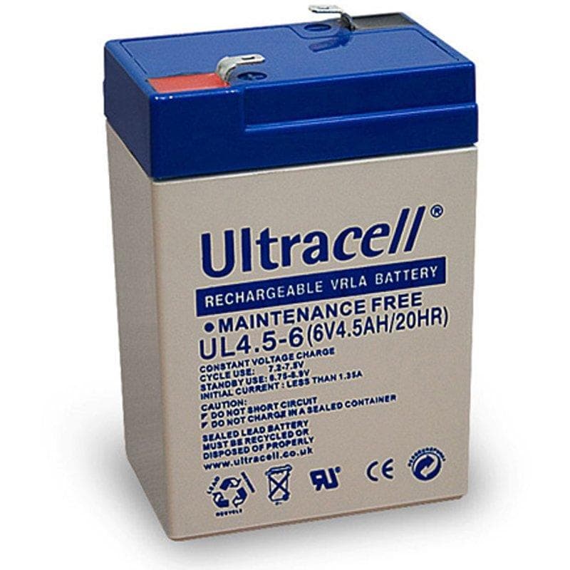 Batteria al Piombo 6V 4,5Ah UL 4.5-6 Faston 187 4,8mm - Ultracell IBT-PS-UL456