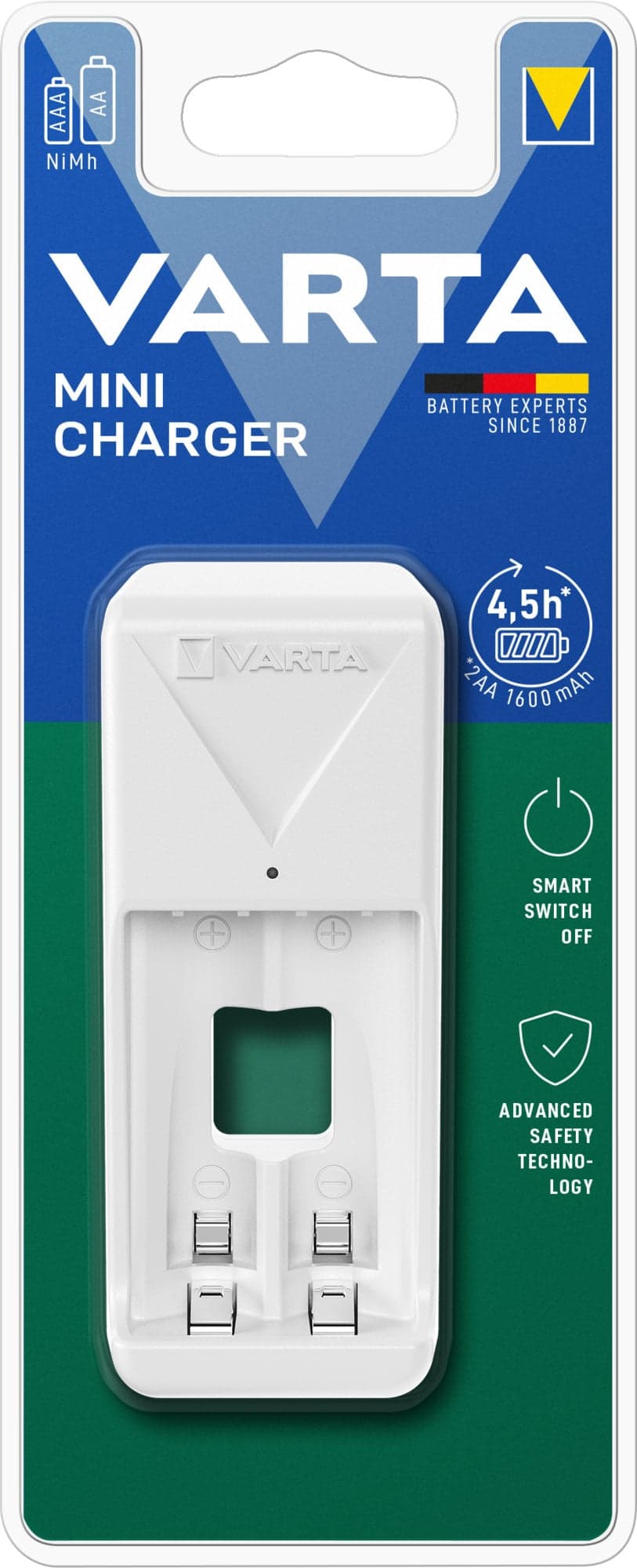 Caricabatterie Mini Charger per 2 Pile Stilo Ministilo AA/AAA - Varta IBT-VCMIN2