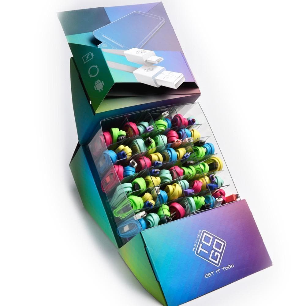 Espositore 48 Cavi Flat USB A / Micro USB B 1m Multicolor - Bluediamond TO GO IC-GD2881X