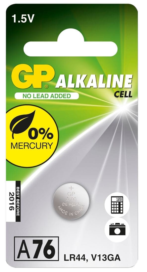 Batteria a Bottone A76 LR44 1,5V Blister 1 Pezzo - GP Batteries IC-GP102002