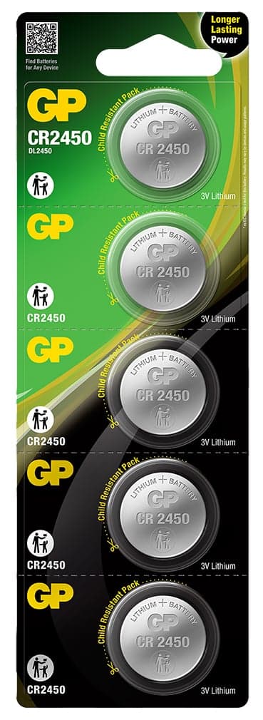 Blister 5 Batterie Litio a Bottone CR2450 - GP Batteries IC-GP103133