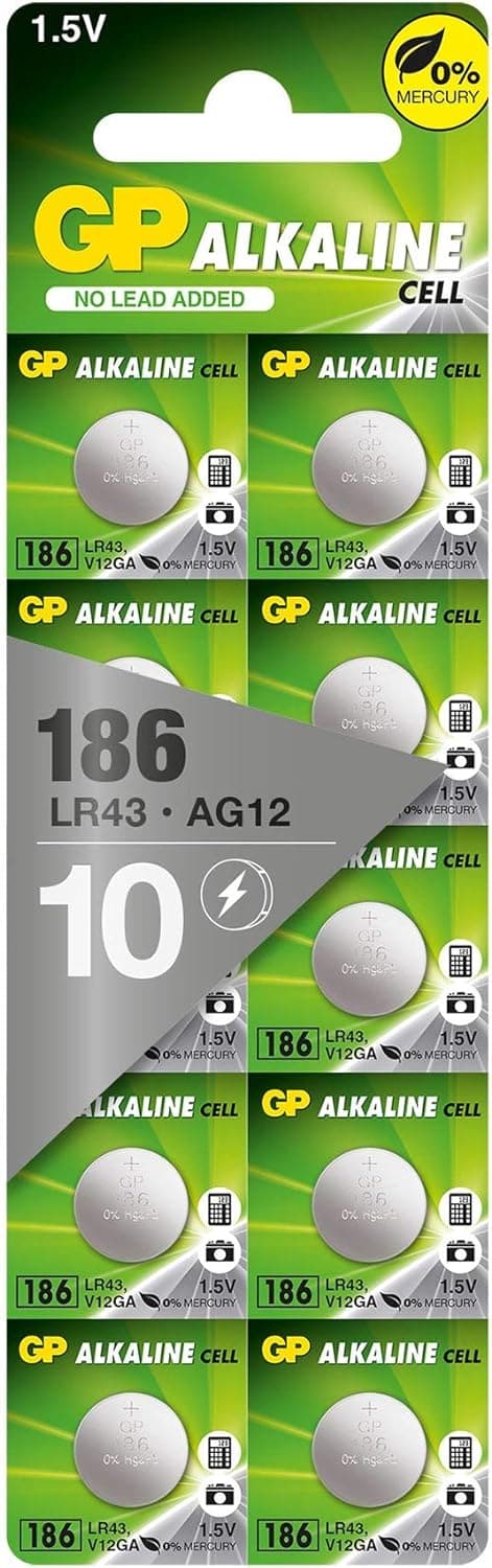 Blister 10 Batterie Alcaline Specialistiche a Bottone LR43 - GP Batteries IC-GP103142