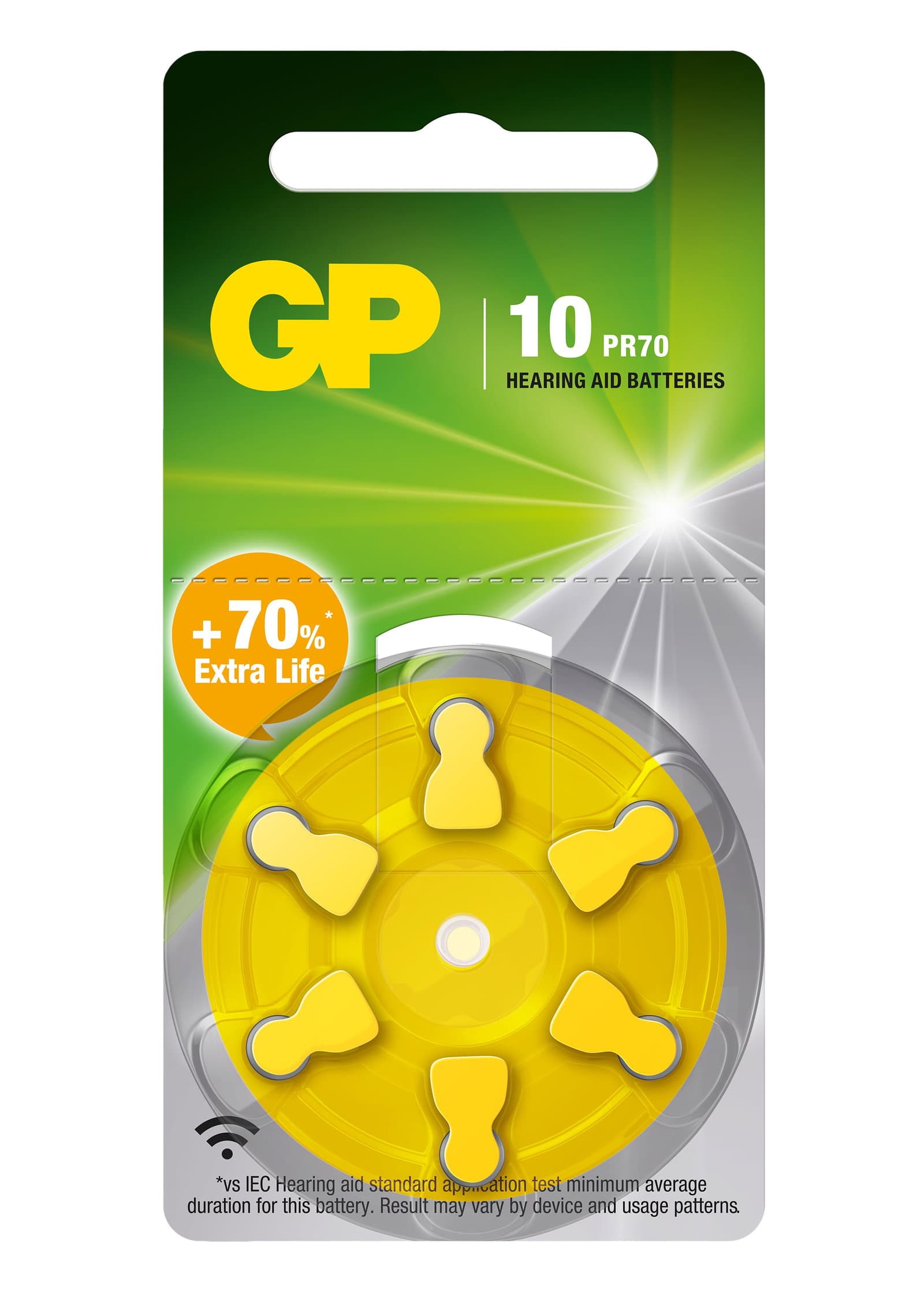 Blister 6 Batterie a Bottone ZA 10/PR70 per Apparecchi Acustici - GP Batteries IC-GP103248