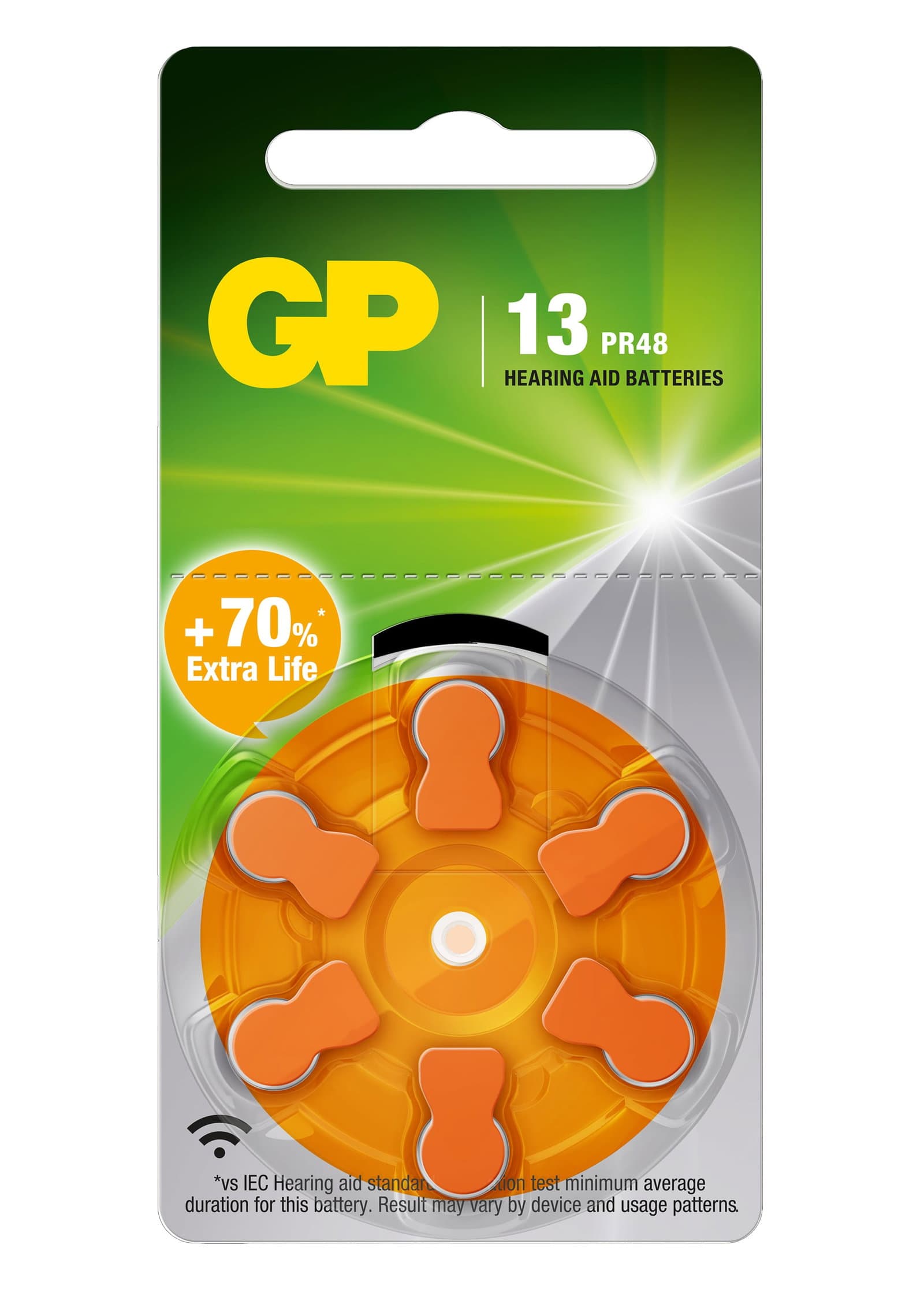Blister 6 Batterie a Bottone PR48 ZA13 AC13 DA13 per Protesi Acustiche - GP Batteries IC-GP103249