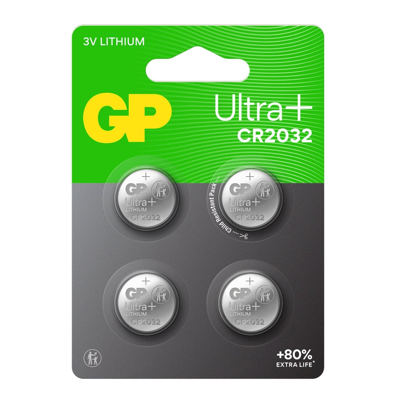 Blister 4 batterie litio bottone 3V CR2032 240 mAh - GP Batteries IC-GP103399