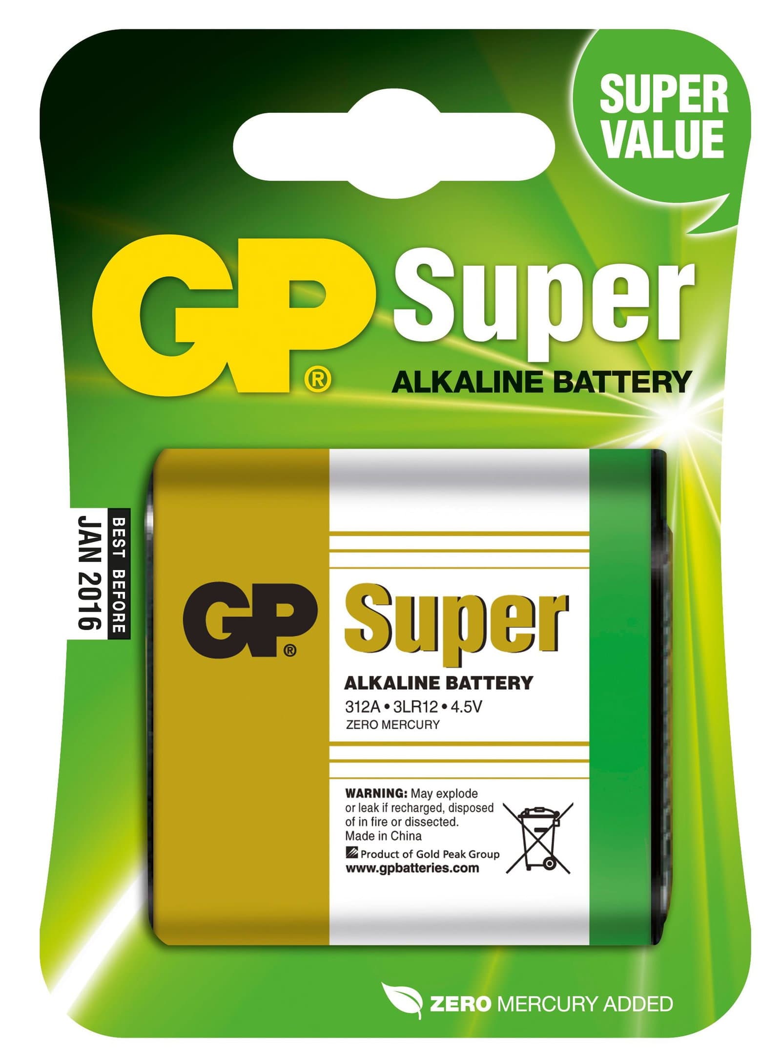 Blister 1 Batteria 4,5V GP Super 312A 3LR12 - GP Batteries IC-GP151031