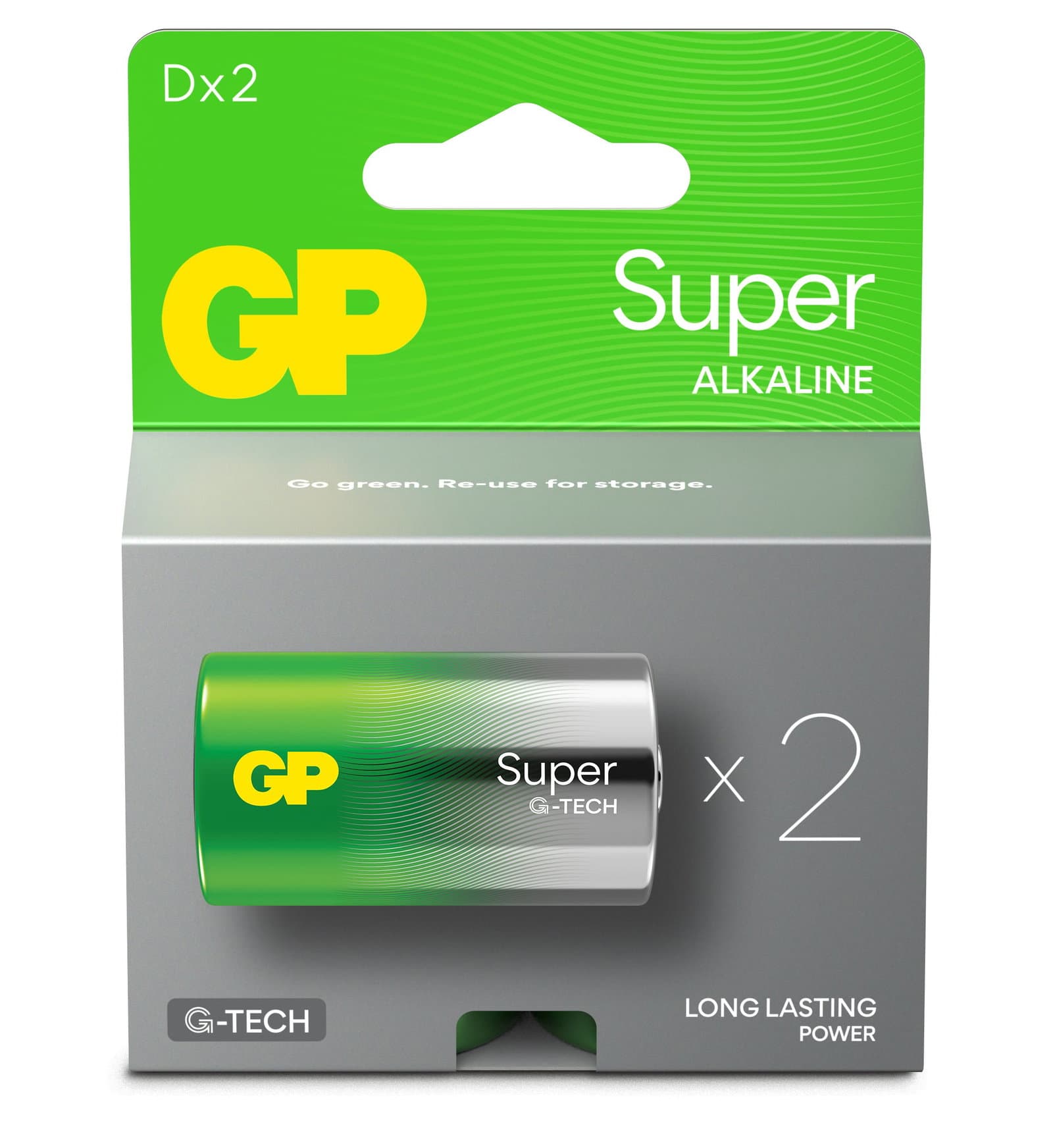 Confezione 2 Batterie GP Super Alcalina Torcia D 13A/LR20 - GP Batteries IC-GP151425
