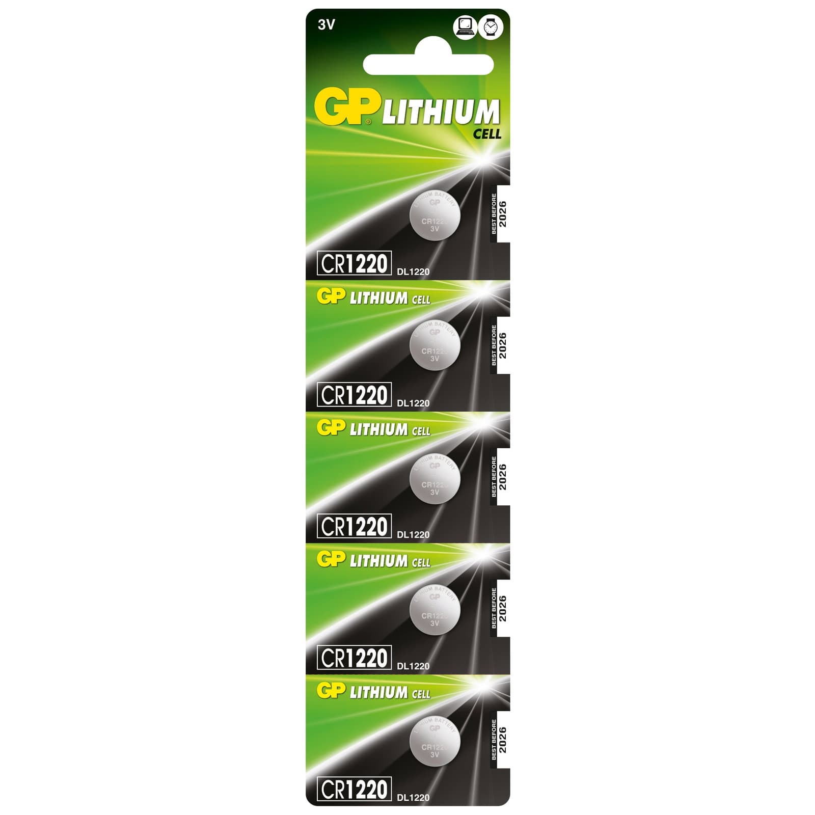 Blister 5 Batterie Litio a Bottone CR1220 - GP Batteries IC-GP2191
