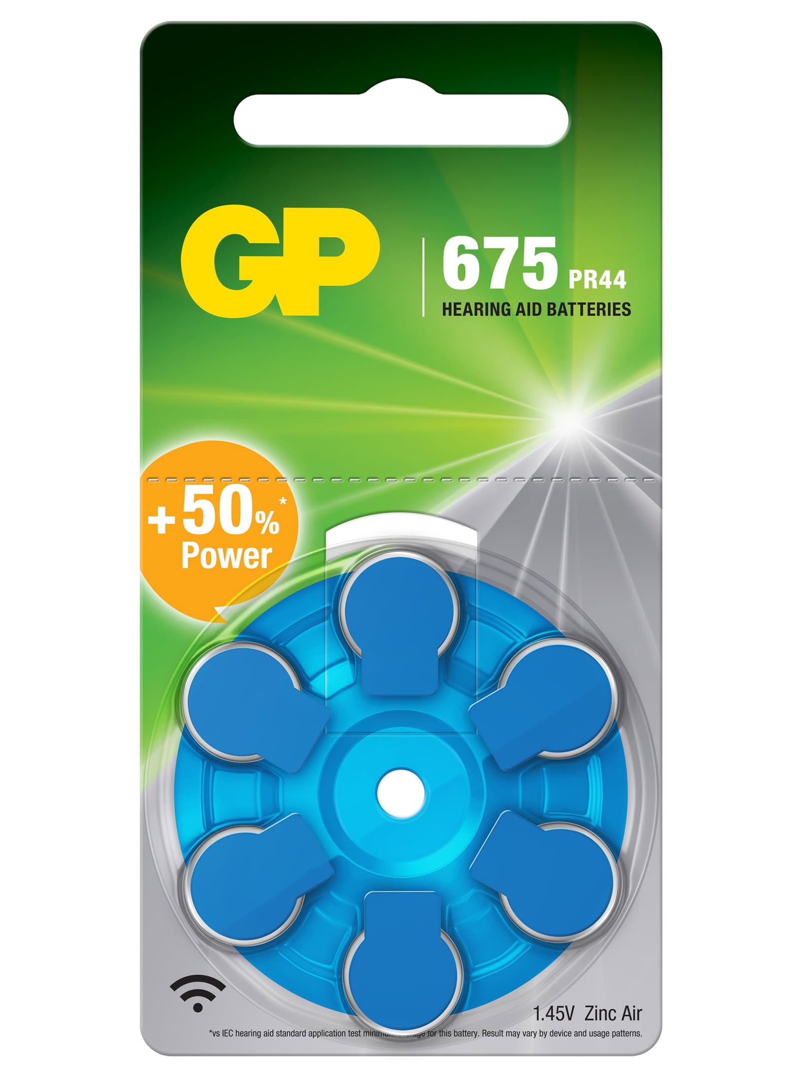 Blister 6 Batterie a Bottone PR44 ZA675 AC675 DA675 per Protesi Acustiche - GP Batteries IC-GP4423