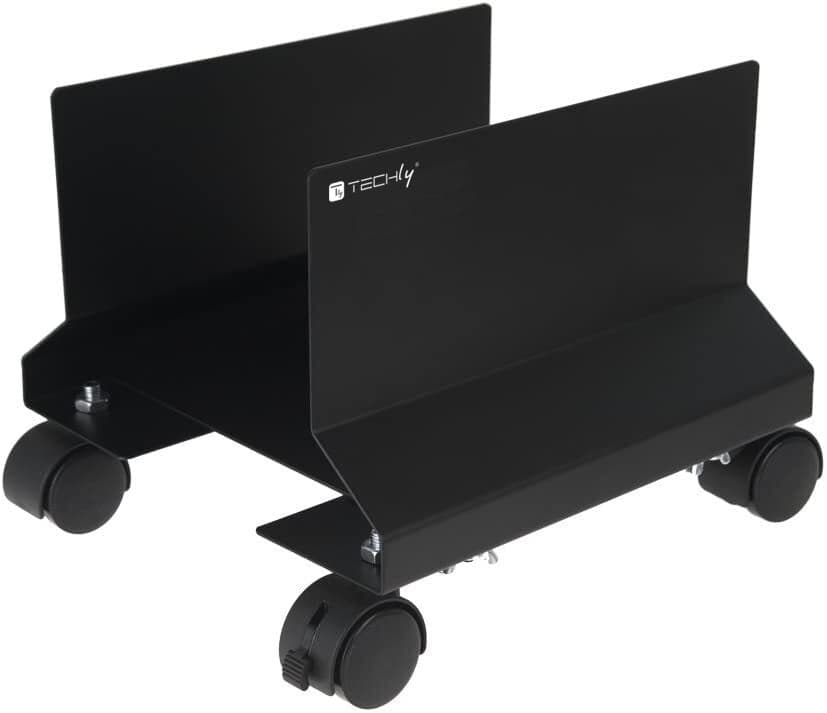 Supporto per PC in Acciaio con Ruote Nero Larghezza Regolabile - Techly ICA-CS 34