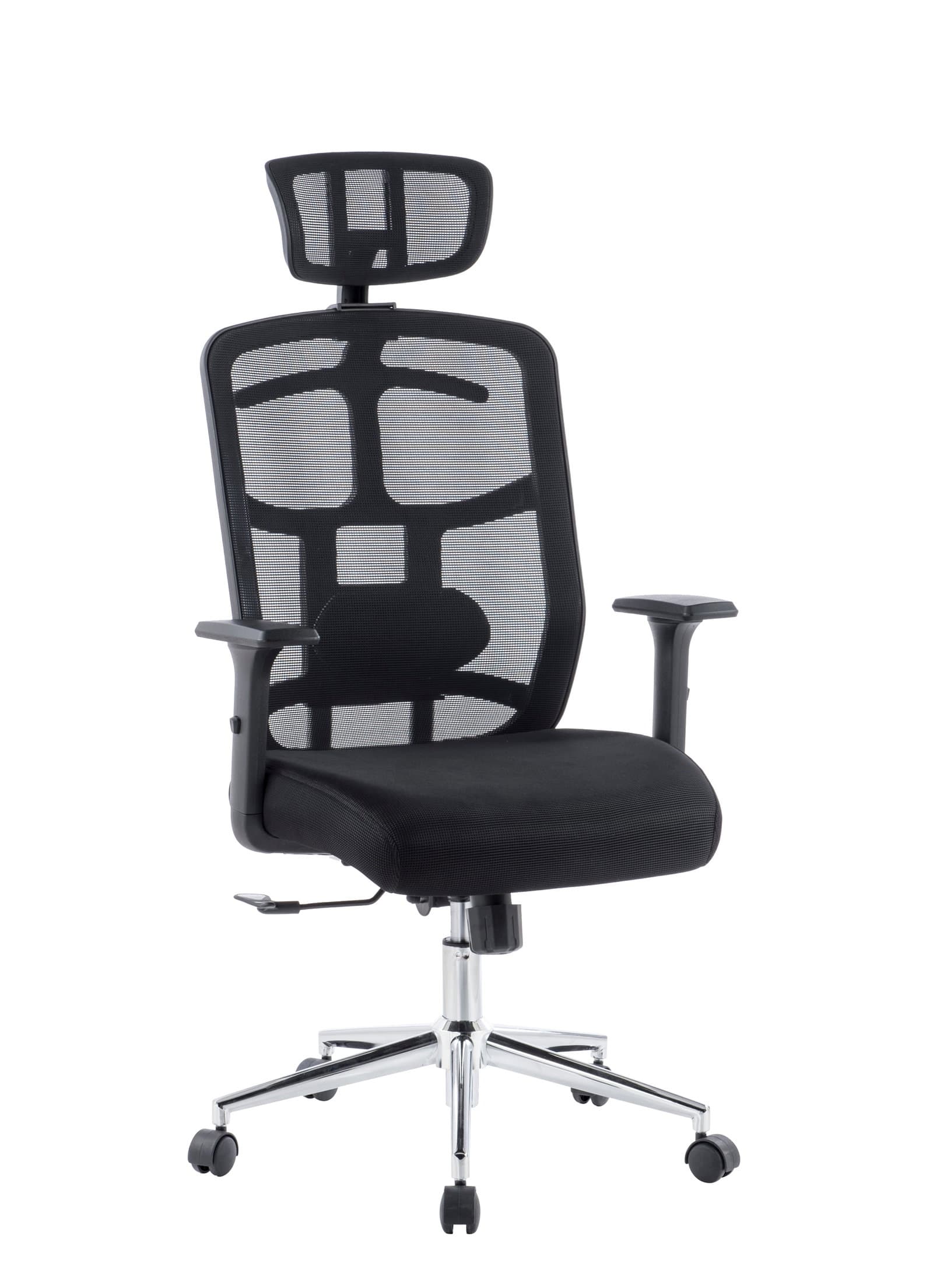 Sedia per Ufficio con Schienale Alto, Poggiatesta e Base Cromata Nero - Techly ICA-CT MC020