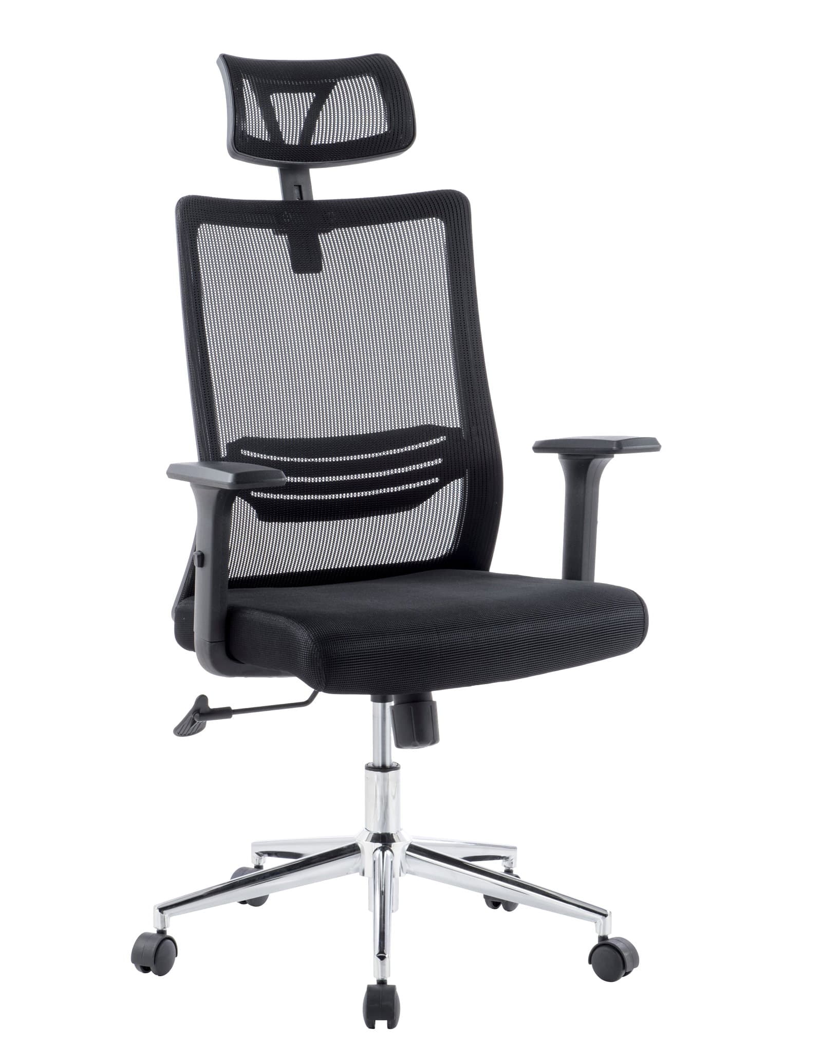 Sedia per Ufficio con Schienale Alto Poggiatesta e Base Cromata Nero - Techly ICA-CT MC021